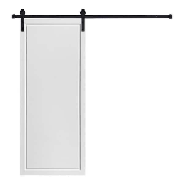 AIOPOP HOME Modern 1-Panel Designed 84 in. x 28 in. MDF Panel White Painted Sliding Barn Door with Hardware Kit