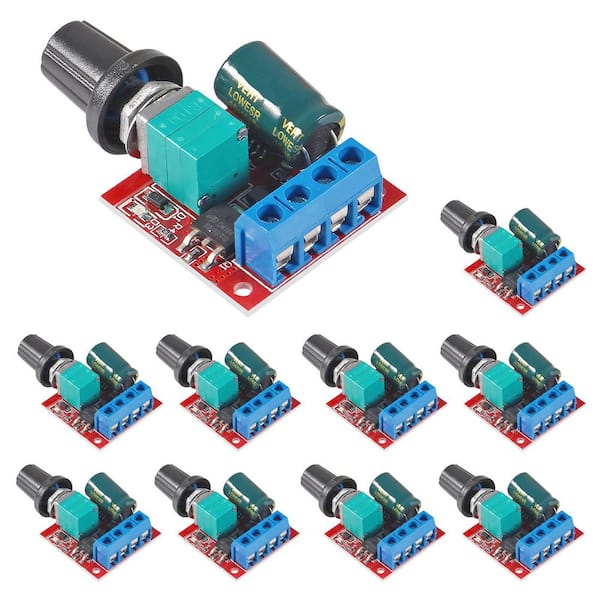 5-35-Volt DC Motor Speed Controller Mini LED Dimmer Switch Adjustable PWM 5 Amp Current Black (10-Pack)