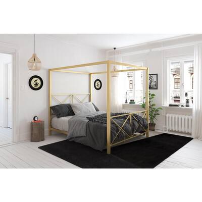 Robin Gold Queen Size Canopy Bed