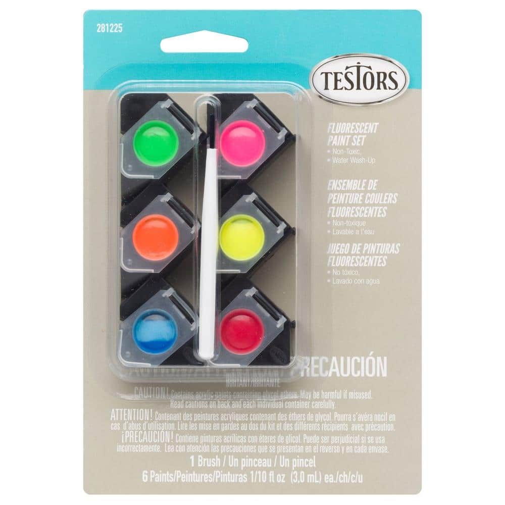 Testors 6-Color Trendy Colors Craft & Model Paint Set & Brushes, Acrylic,  1/4 oz. ea.