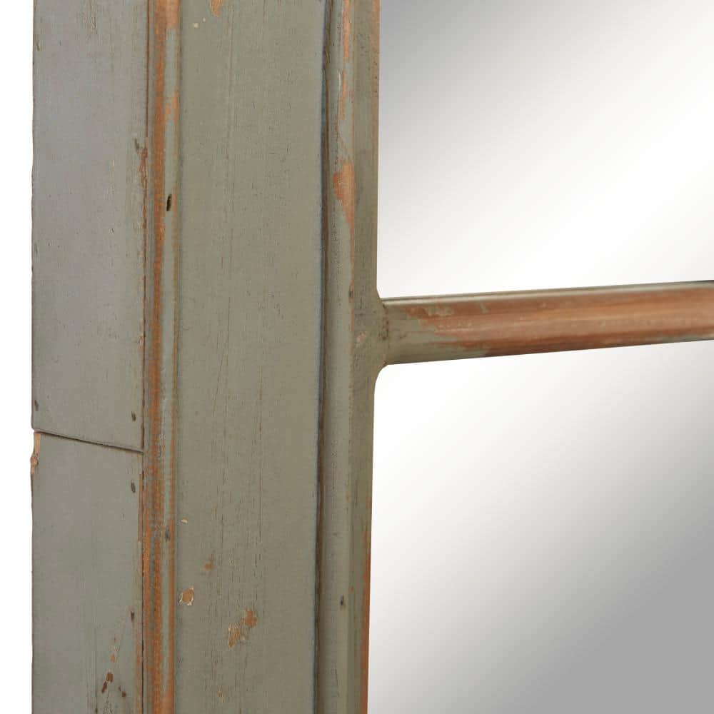 Gray and Brown Weathered Nautical Windowpane Wall Mirror