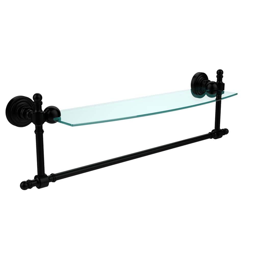 Allied Brass Retro Wave Collection 18 in. Glass Vanity Shelf with  Integrated Towel Bar in Matte Black RW-33TB/18-BKM The Home Depot
