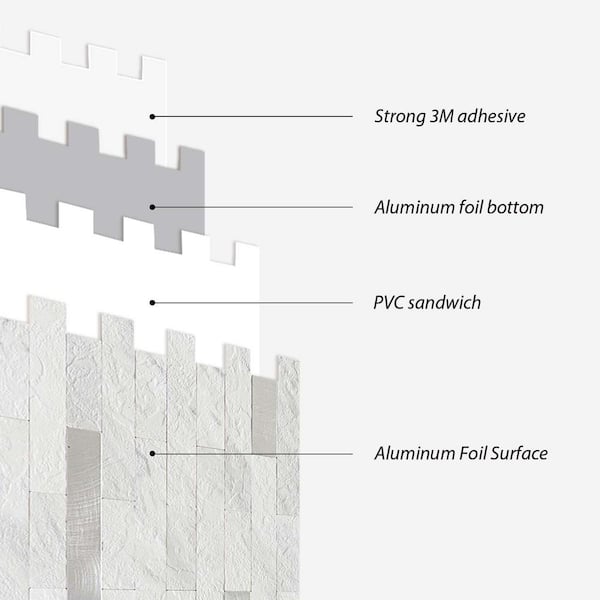 Marble White 11.6 in. x 5.9 in. x 0.12 in. Vinyl and Composite Peel and Stick Backsplash (20-Tile/9.46 sq. ft. /Case)