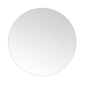 24 in. W x 24 in. H Round Frameless Wall Mount Bathroom Vanity Mirror with LED