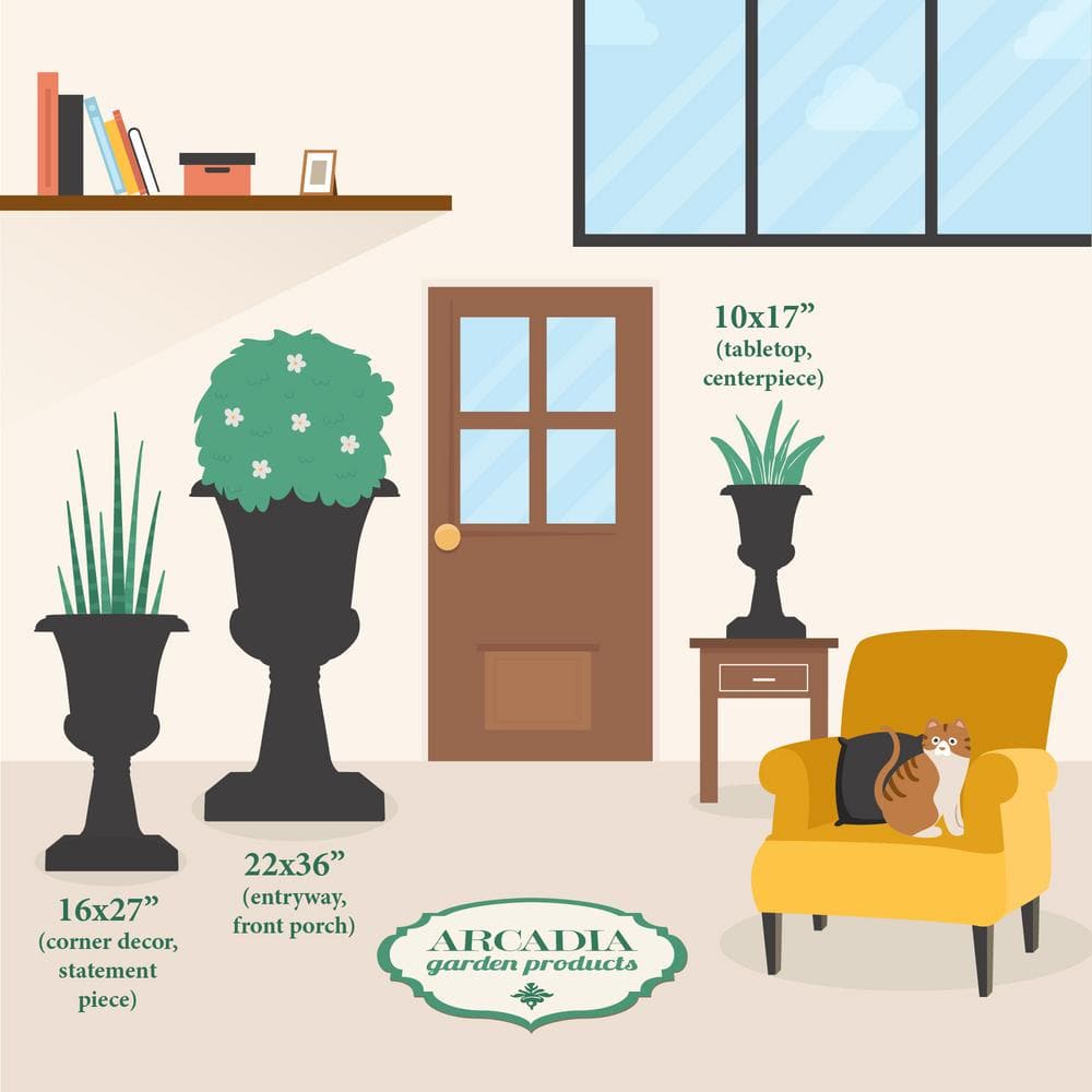 Large Black Plastic Classic Outdoor Urn Planter