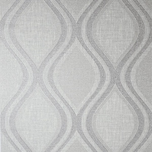 Ignatius Grey Ogee Wallpaper Sample