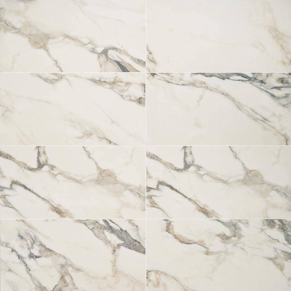 Ivy Hill Tile Saroshi Calacatta Rustico 11.81 in. x 23.62 in. Matte Marble Look Porcelain Floor and Wall Tile (15.5 Sq. ft. / Case) -  EXT3RD106677