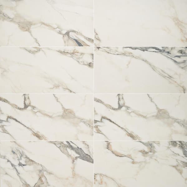 Ivy Hill Tile Saroshi Calacatta Rustico 11.81 in. x 23.62 in. Matte Marble Look Porcelain Floor and Wall Tile (15.5 Sq. ft. / Case)