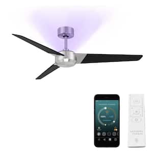 Ultra 54 in. Integrated LED Indoor Brushed Nickel Matte Black Smart Ceiling Fan with LED Light Kit and Remote Control