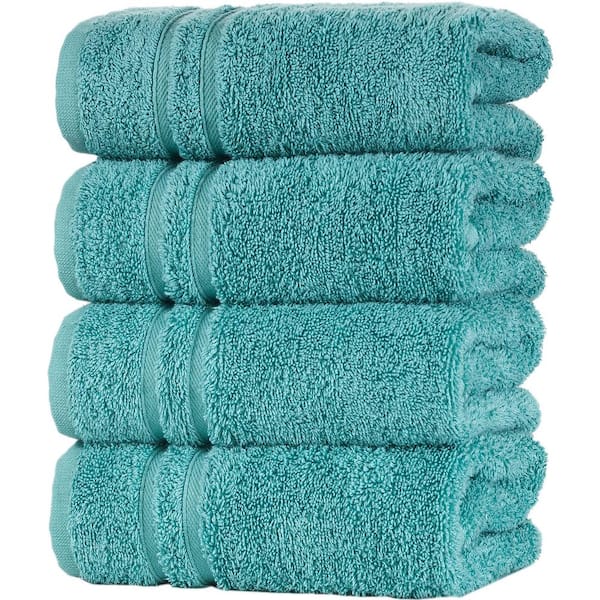 Hawmam Linen 4-Piece Green Water Turkish Cotton Hand Towels