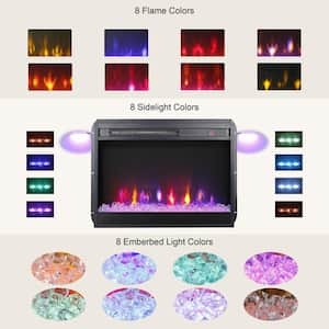 23 in. Electric Fireplace Insert, Ultra Thin Heater with Remote control, Timer, Overheating Protection and Side Light