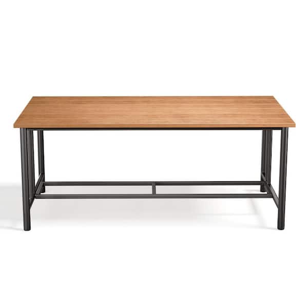 Minimalism Metal Outdoor Coffee Table with Full Plastic Wood Grain Tabletop