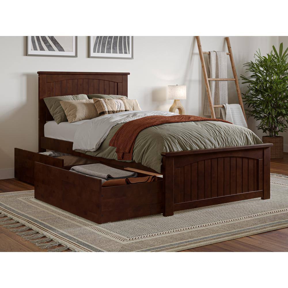AFI Nantucket Walnut Brown Solid Wood Frame Twin XL Platform Bed with