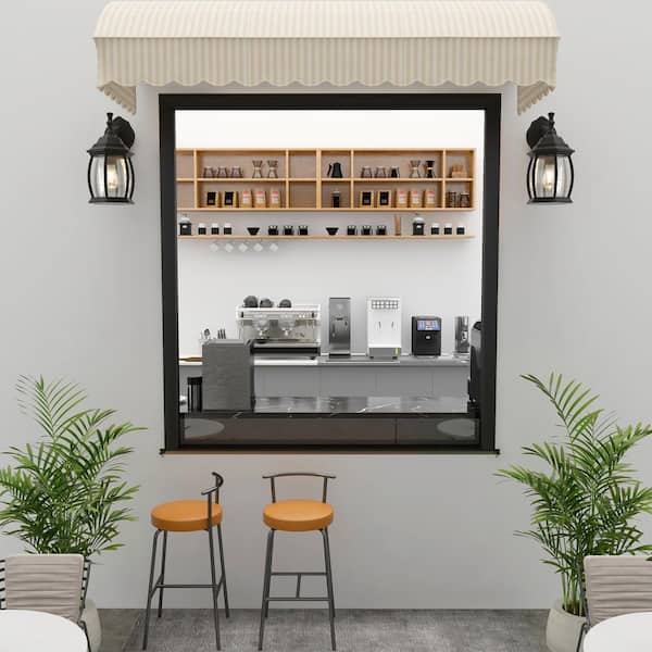 1-Light Textured Black Not Solar Outdoor Wall Lantern Sconce with Clear Glass (2-Pack)