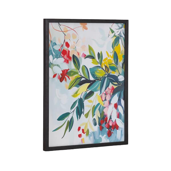 Kate and Laurel Gallery Jewel Tone Botanical Abstract by the Creative Bunch Studio Black Framed Art Print 12 in. x 16 in.