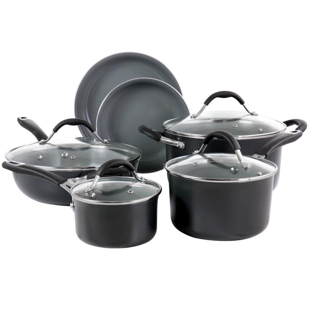 Oster 10-Piece Non-Stick Aluminum Cookware Set in Black and Grey Speckle  985115262M - The Home Depot