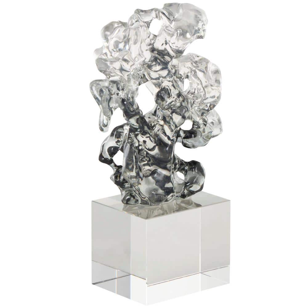 Clear Glass Freeform Abstract Sculpture with Clear Square Base price history on PriceWatchPro
