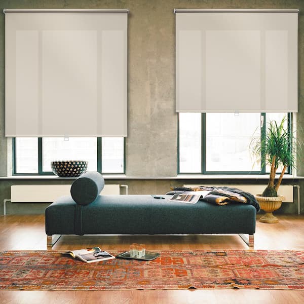 iFit Cut-to-Size 60.5 in. W x 73 in. L Beige Cordless Light Filtering Polyester Fabric Roller Shade