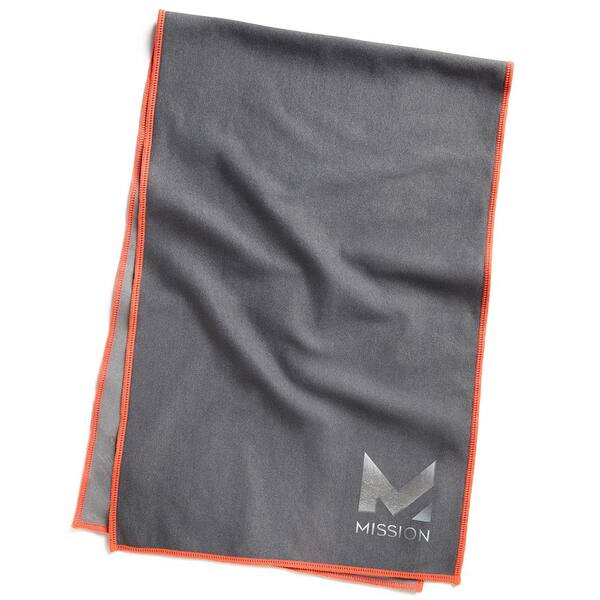 Mission Hydro Active Max 11 in. x 33 in. Charcoal Gray and High Vis Coral Cooling Towel