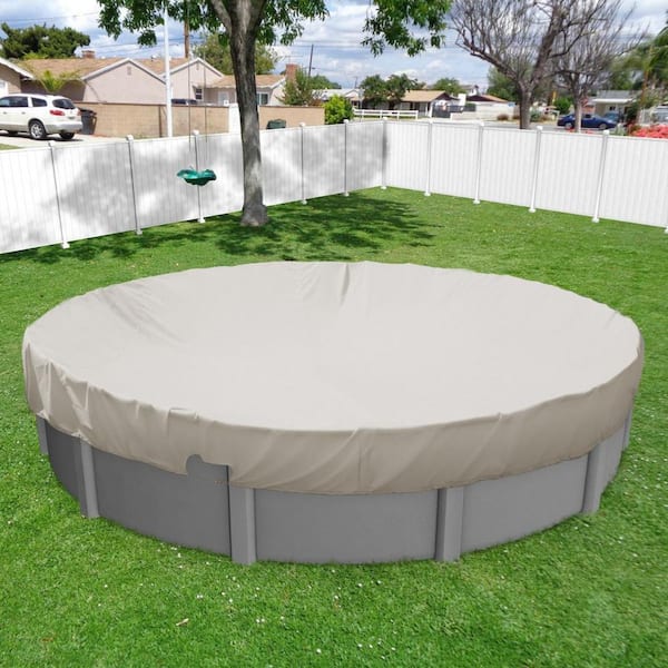 6 ft. Round Beige Above Waterproof Ground Pool Winter Cover, Swimming Pool Cover Protector Winter Safety Cover