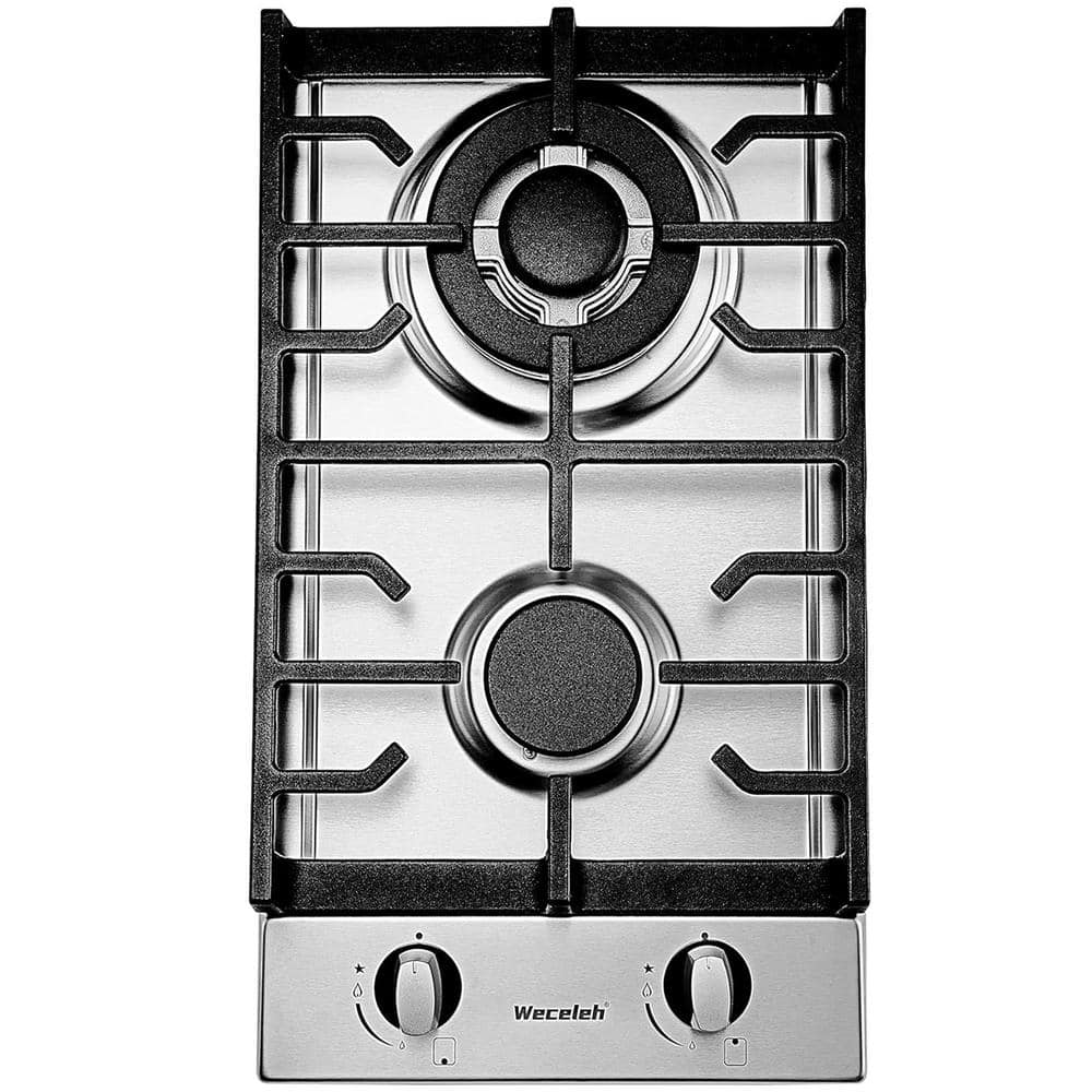 12 in. 2 Burners Recessed Gas Cooktop in Stainless Steel with LPG Gas Conversion Kit, Sealed Burners and FFD/FSD