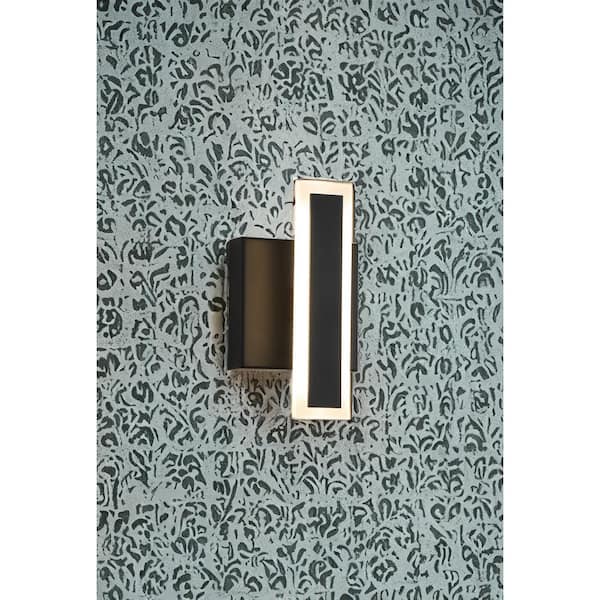 Edge Modern 1-Light Black Integrated LED Wall Sconce with Etched Acrylic Shade