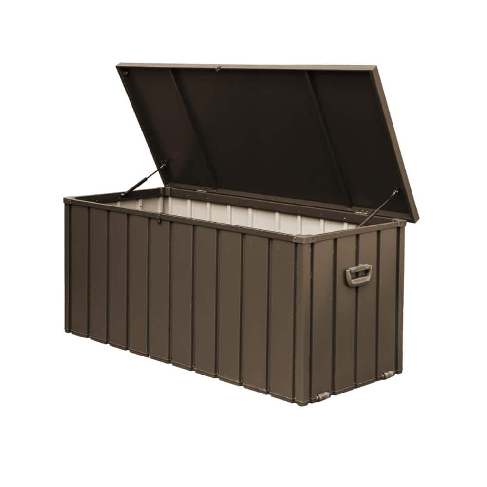 160 Gal. Dark Brown Steel Deck Box Waterproof Patio Storage Box with Lockable Lid for Cushions Pillows Garden Tools price history on PriceWatchPro