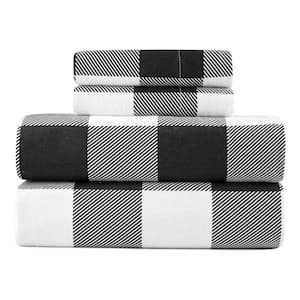 4-Piece Buffalo Tartan 100% Turkish Cotton Flannel Queen Sheet Set