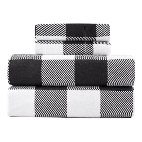 Kathy Ireland 4-Piece Buffalo Tartan 100% Turkish Cotton Flannel Queen Sheet Set