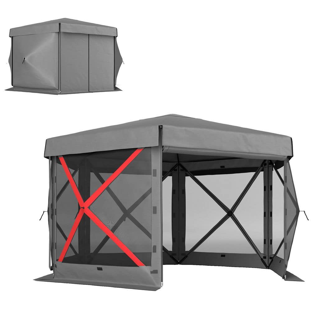 12 ft. x 12 ft. Hexagonal Pop Up Gazebo Canopy Tent with 5-Sidewalls, Water
