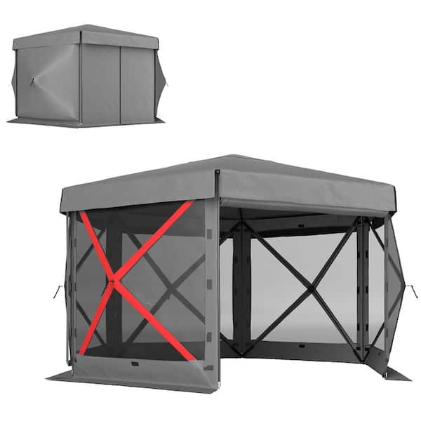 Outsunny 12 ft. x 12 ft. Hexagonal Pop Up Gazebo Canopy Tent with 5-Sidewalls, Waterproof Portable Outdoor Canopy Shelter