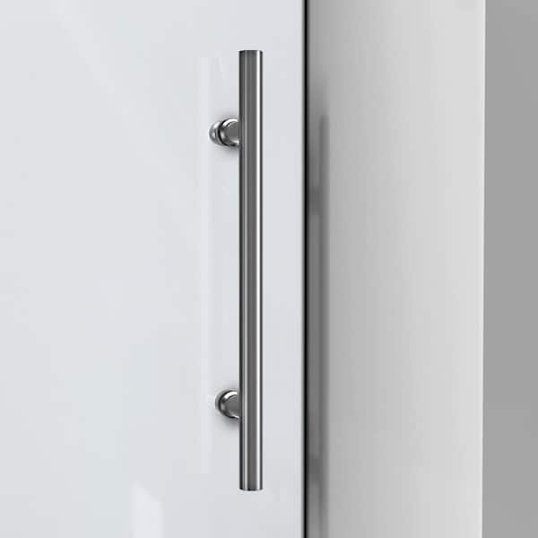 Enigma-XO 56-60 in. W x 76 in. H Fully Frameless Sliding Shower Door in Brushed Stainless Steel