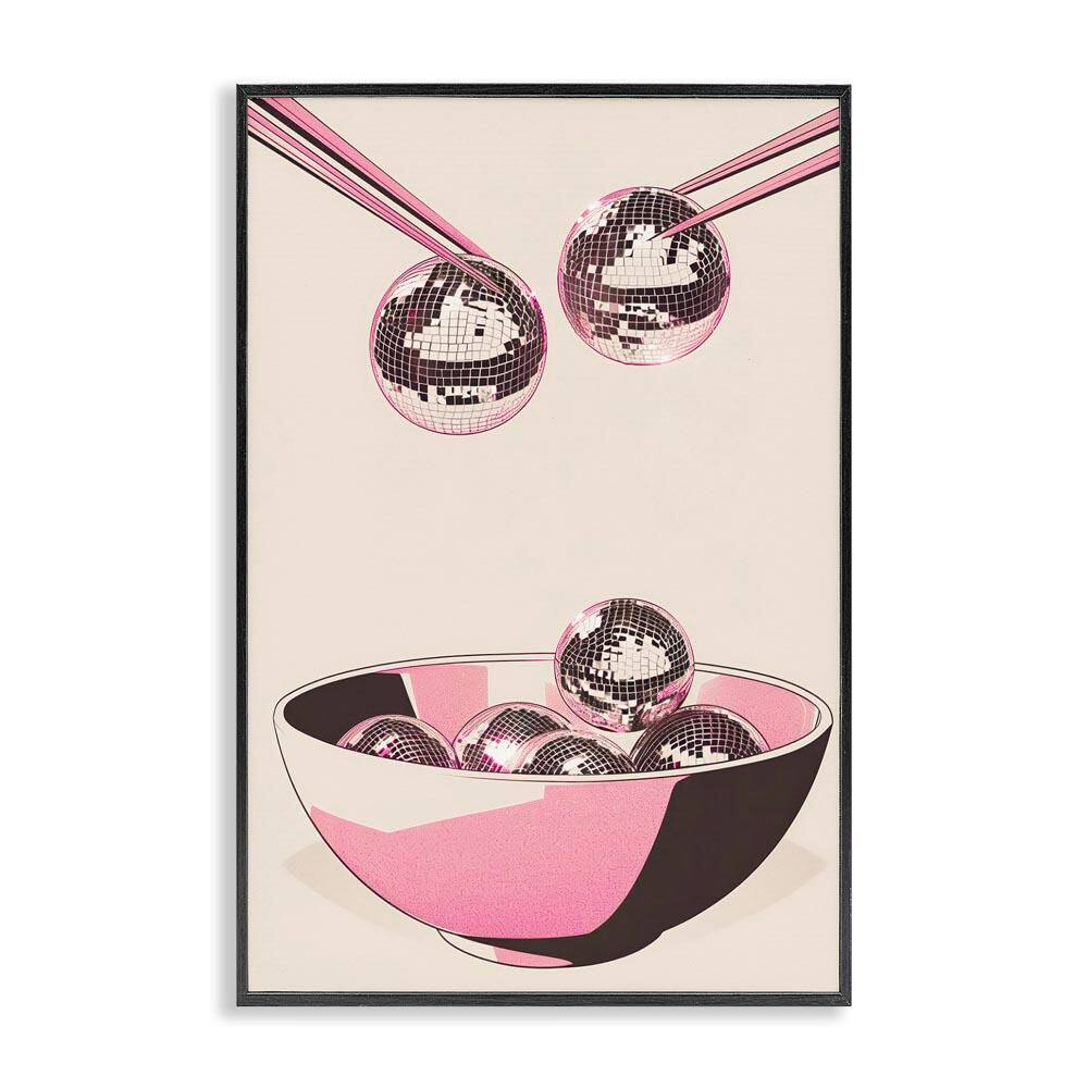 Disco Bowl Meal with Chopsticks by Arlington Prints Black Framed Abstract Giclee Art Print 18 in. x 12 in. price history on PriceWatchPro