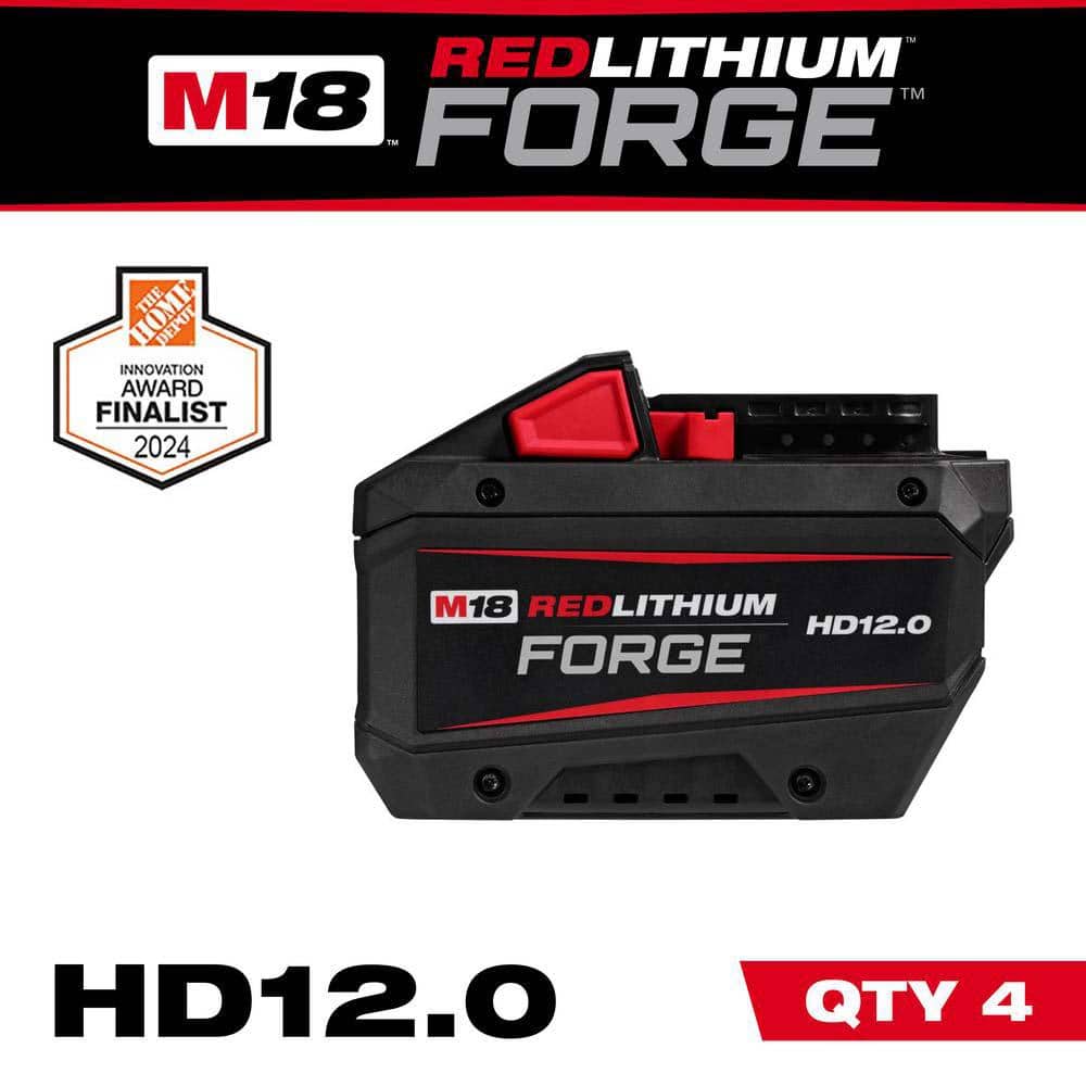 MILWAUKEE M18 18V Lithium-Ion REDLITHIUM FORGE HD 12.0 Ah Battery Pack (4-Pack) (48-11-1813-x4)