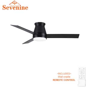 Topsky 48 in. Indoor Matte Black Low Profile Ceiling Fans with Integrated LED, Reversible DC Motor and Remote Control