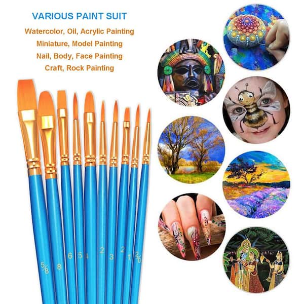 6 PCS Mop Brush for Acrylic Painting 1 Inch Face Paint Brushes with Wooden  Handle Oval Blending Brushes for Acrylic Painting, Watercolor, Face Body