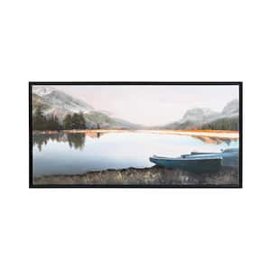 1-Panel Landscape Lake Sunset Framed Wall Art 24 in. x 48 in.