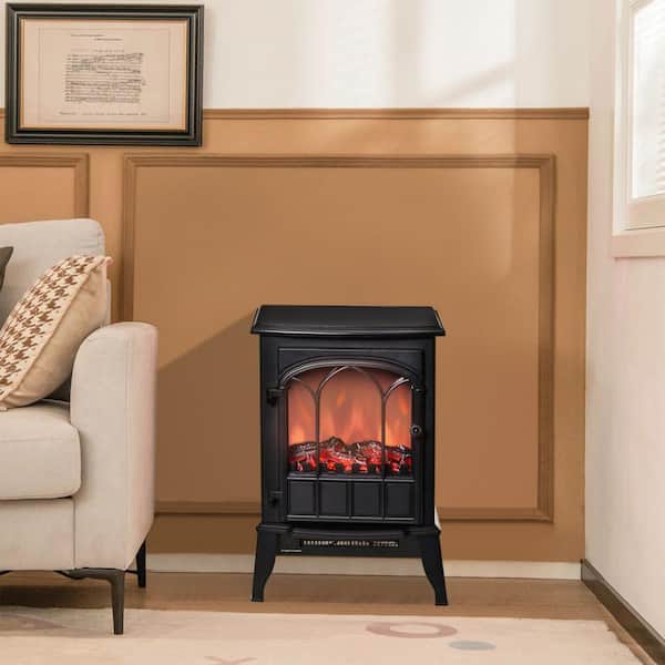 Amucolo 15.25 in. Freestanding Electric Fireplace in Black with Adjustable Temperature, Overheat Protection