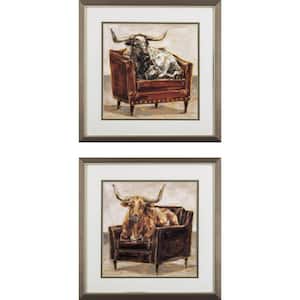 Victoria Bulls On a Chair 2 by Unknown Wooden Wall Art (Set of 2)
