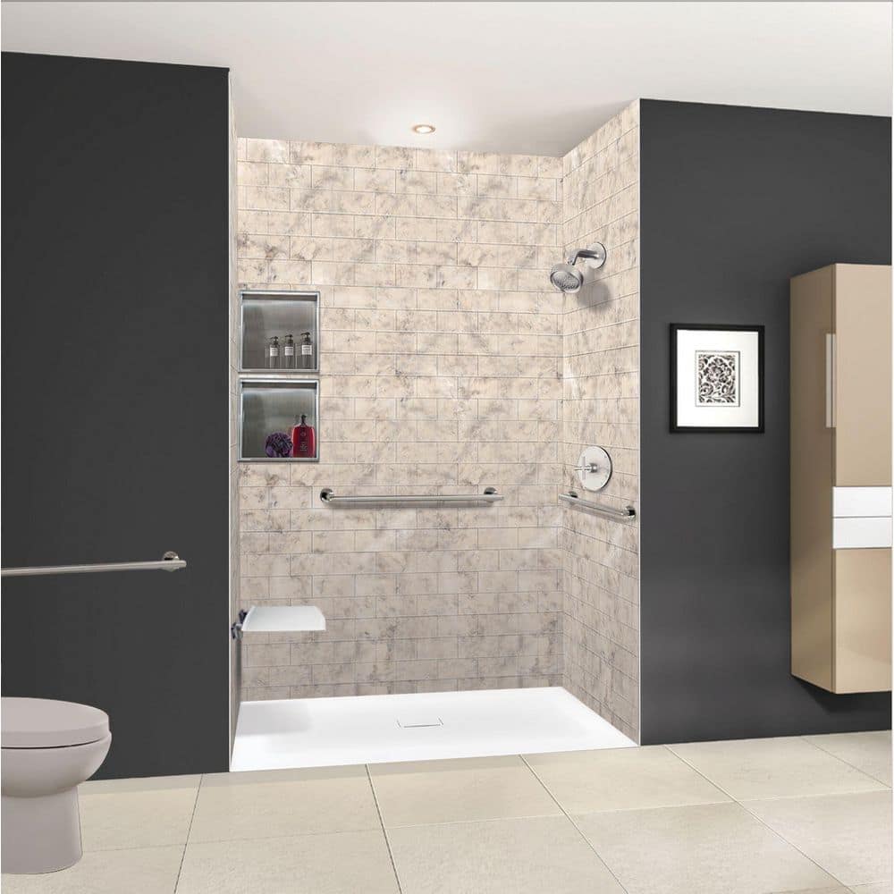 Trimslate 78.7 in. L x 39.4 in. W Alcove Customizable Shower Pan Base with Center Drain in White price history on PriceWatchPro