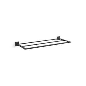 Square 24 in. Wall Mounted Towel Bar in Matte Black