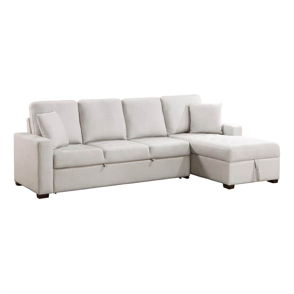 Rubin 112 in. Straight Arm 2-Piece Microfiber Sectional Sofa in Light Gray 