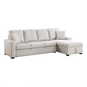 Rubin 112 in. Straight Arm 2-Piece Microfiber Sectional Sofa in Light Gray with Right Chaise