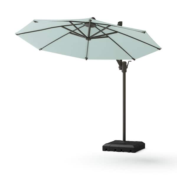 10 ft. Aluminum Round Cantilever Tilt Patio Umbrella in Spa Blue