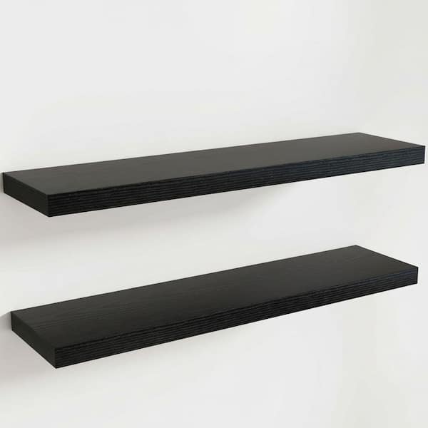 55 in. W x 12 in. D Black Floating Shelves Set of 2 Decorative Wall Shelf