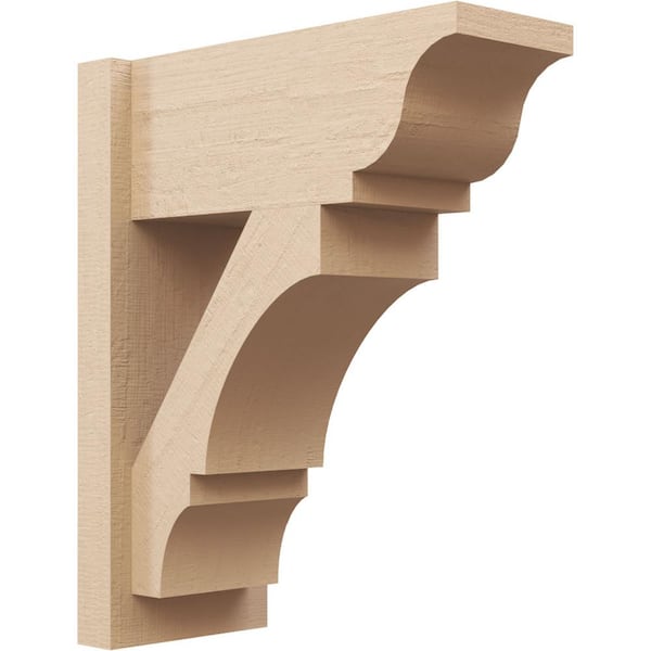Ekena Millwork 8 in. x 22 in. x 18 in. Balboa Traditional Rough Cedar Woodgrain Timberthane Polyurethane Outlooker, Primed Tan
