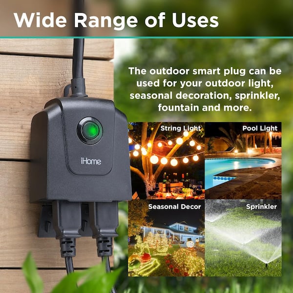 OOWOLF Outdoor Smart Plug w/ 2 Sockets ~ Waterproof ~ WiFi ~ Works