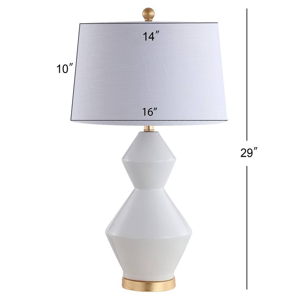 White and Gold Geometric Ceramic LED Table Lamp