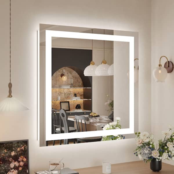 36 in. W x 36 in. H Rectangular Frameless LED Anti-Fog Wall Bathroom Vanity Mirror in Tempered Glass, ETL