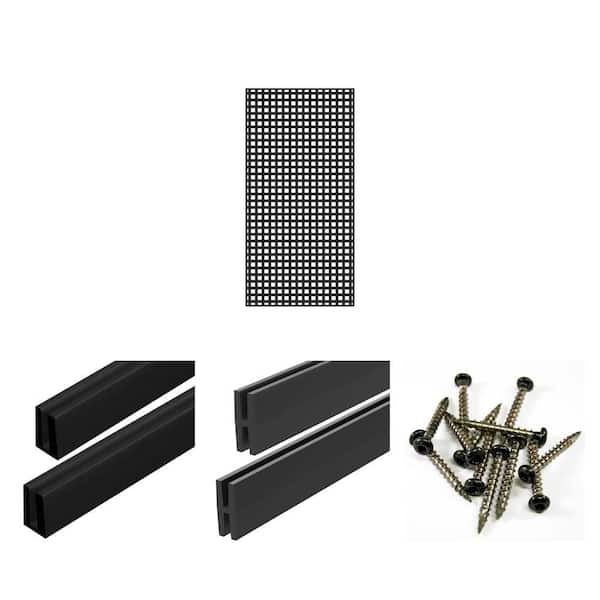 4 ft. x 8. ft Black Privacy Square Vinyl Lattice Panel with Color Matched Screws, Cap and Divider Molding